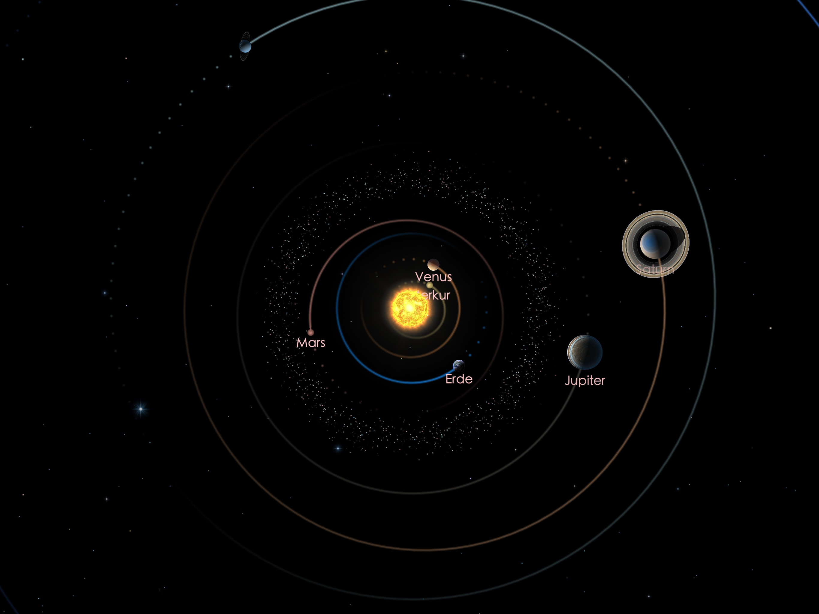Die Positionen von Jupiter und Saturn am 01.05.19